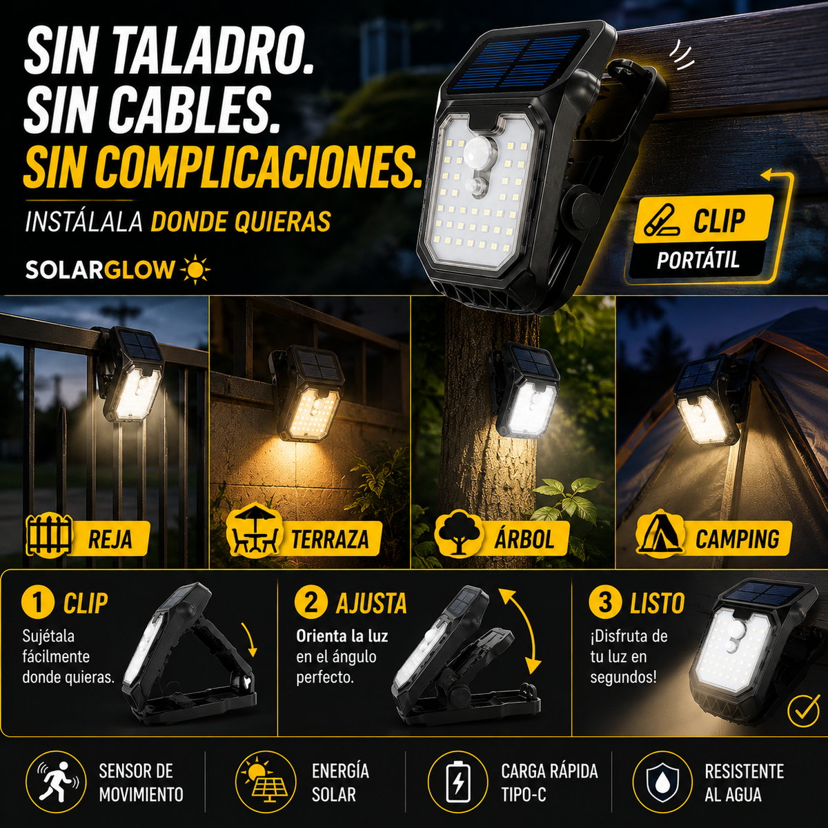 SolarGlow™ — Lámpara Solar con Sensor de Movimiento