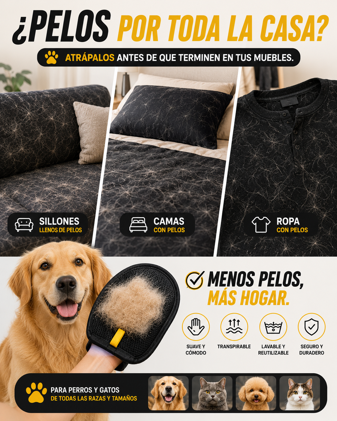 PetClean™ – Guante Removedor de Pelo para Mascotas