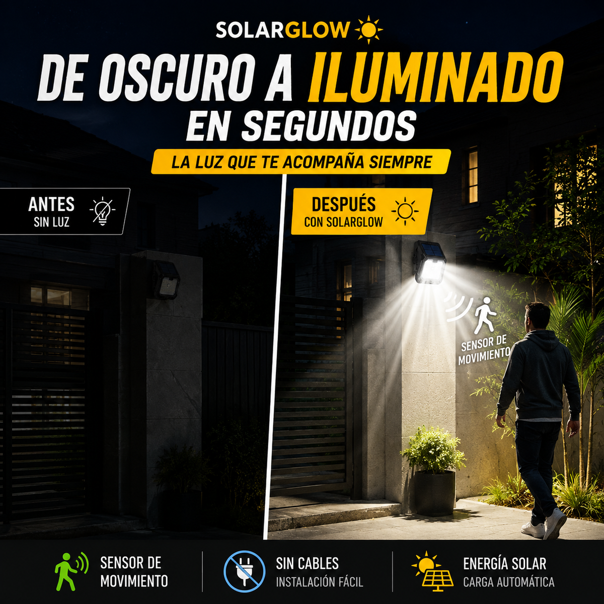 SolarGlow™ — Lámpara Solar con Sensor de Movimiento